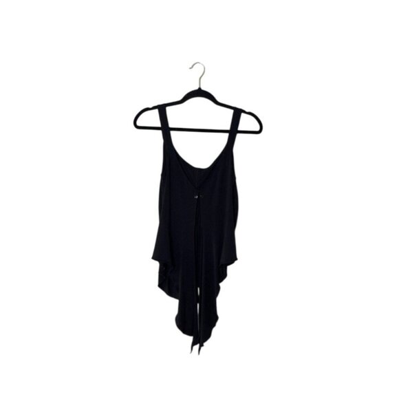 Roccobarocco Black Sleeveless Draped Top With Rhinestone Accent - Picture 2 of 5